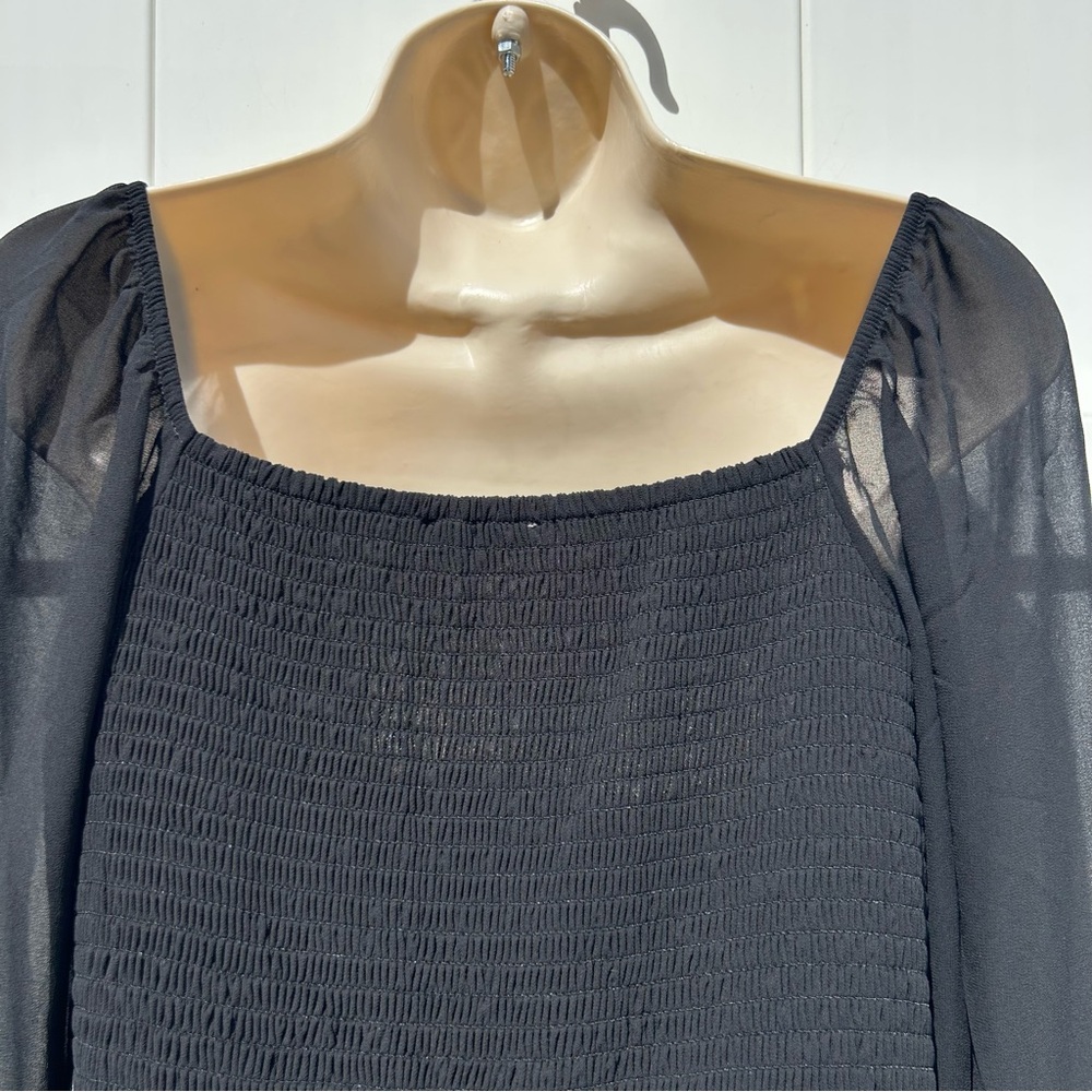 Baltic Born Giselle Maxi Dress Black Chiffon Maxi with Smocked Bodice | Large - Picture 8 of 16